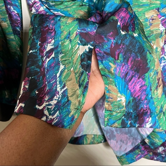 Dana Bachman Water Colors Asymmetric Sleeves Sequin Around Neckline Tunic SZ XL - Picture 11 of 14